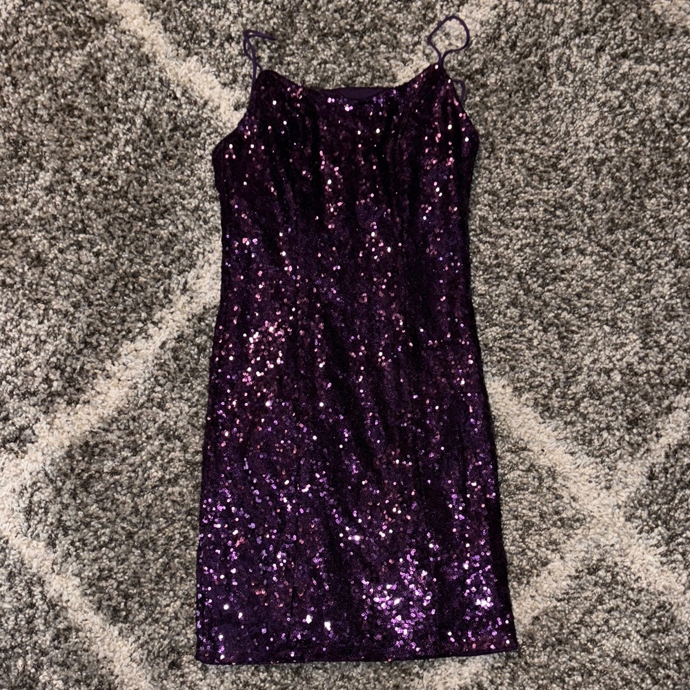 Lulu's Dazzling Purple Sequin Mini Dress